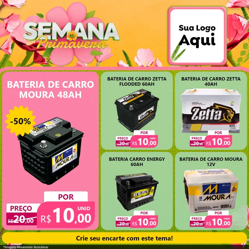 Modelo de Rede Social para Feed Facebook com o tema Semana da Primavera para Baterias Elétricas