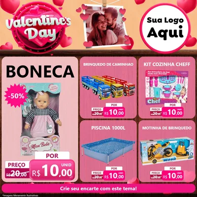 Modelo de Rede Social para Feed Facebook com o tema Valentine's Day para Brinquedos
