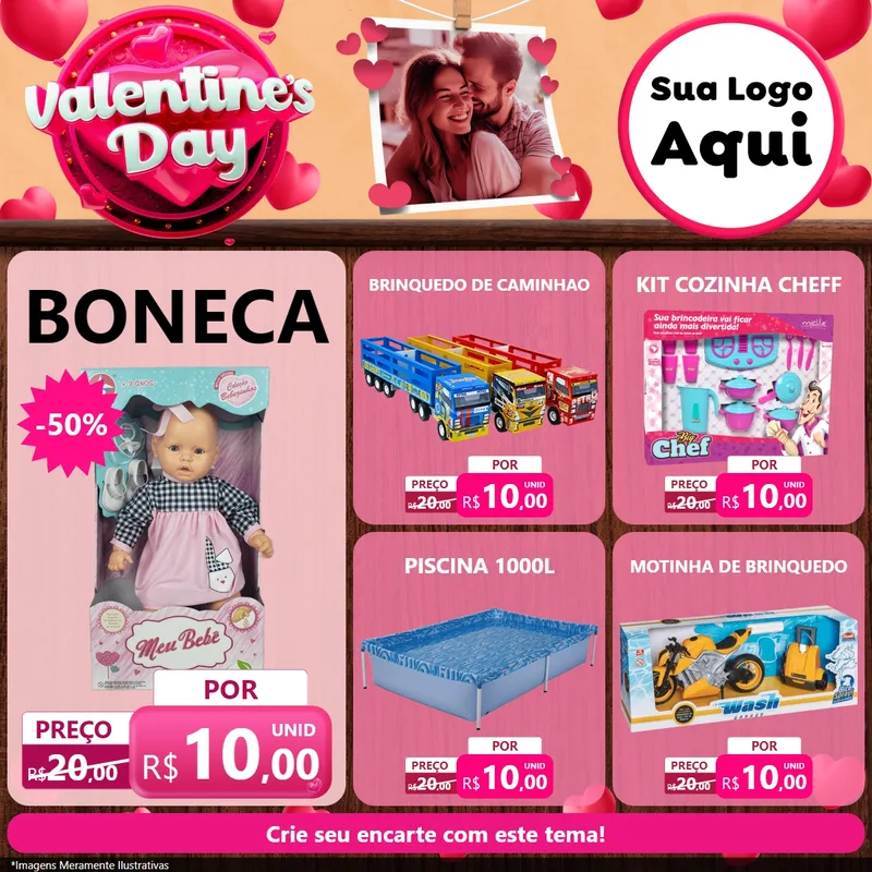 Modelo de Rede Social para Feed Facebook com o tema Valentine's Day para Brinquedos