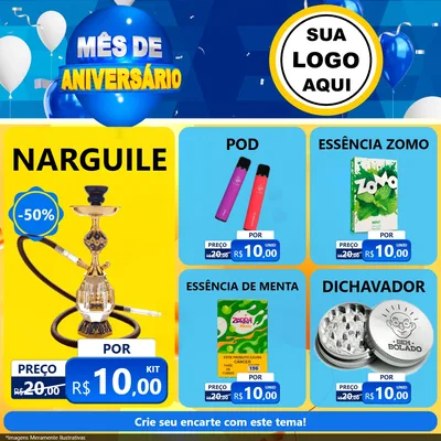 Modelo de Rede Social para Feed Facebook com o tema Mês de Aniversário para Tabacaria