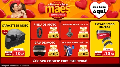 Modelo de TV para TV Horizontal com o tema Dia das Mães com Promoção para Moto peças