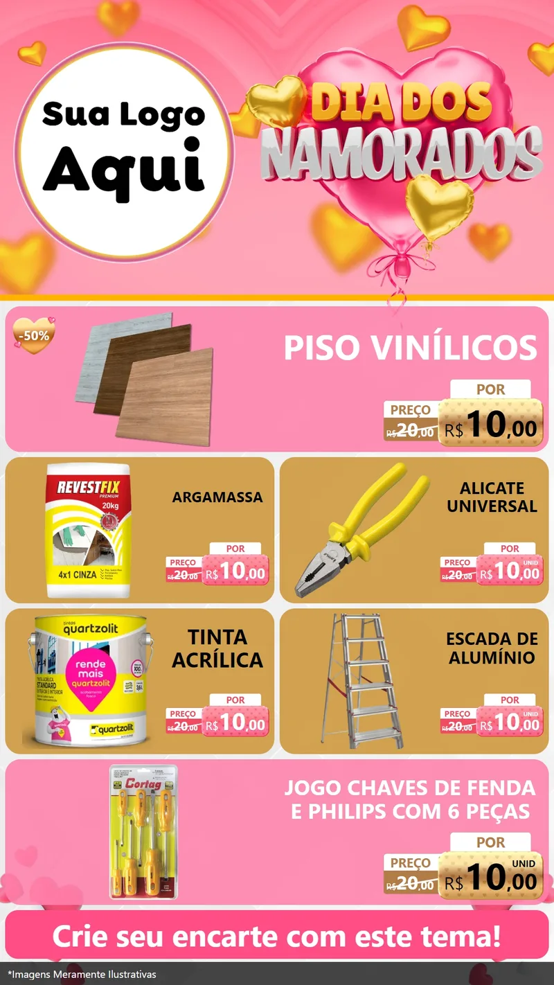 Modelo de TV para TV Vertical com o tema Dia dos Namorados para Material para Construção