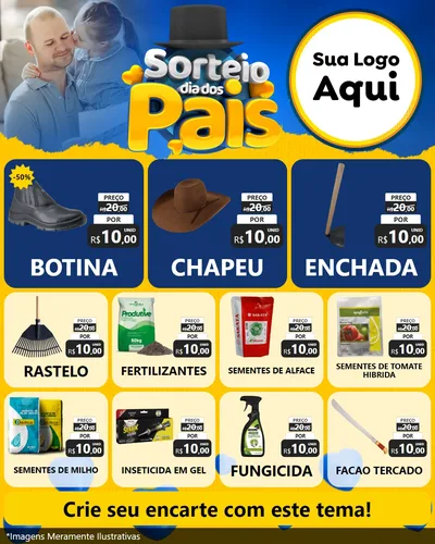 Modelo de Rede Social para Feed Instagram com o tema Sorteio Dia Dos Pais para Agropecuária