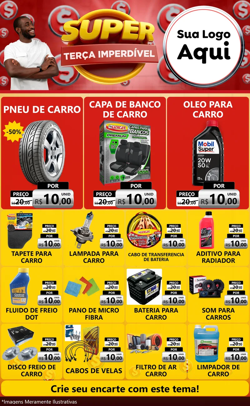 Modelo de Encarte para Encarte Grande com o tema Super Terça Imperdível para Auto peças