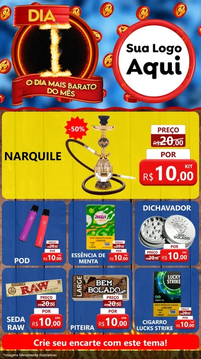 Modelo de Rede Social para Stories com o tema Dia I - O Dia Mais Barato Do Mês para Tabacaria