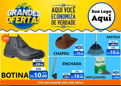 Modelo de Encarte para Encarte A4 Horizontal com o tema Grandes Ofertas para Agropecuária