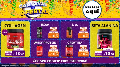 Modelo de TV para TV Horizontal com o tema Carnaval de Ofertas para Suplementos alimentares