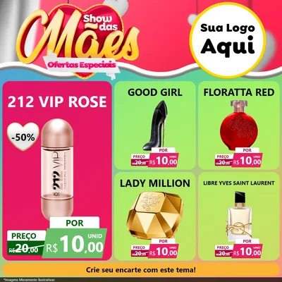 Modelo de Rede Social para Feed Facebook com o tema Show das Mães - Ofertas Especiais para Perfumes