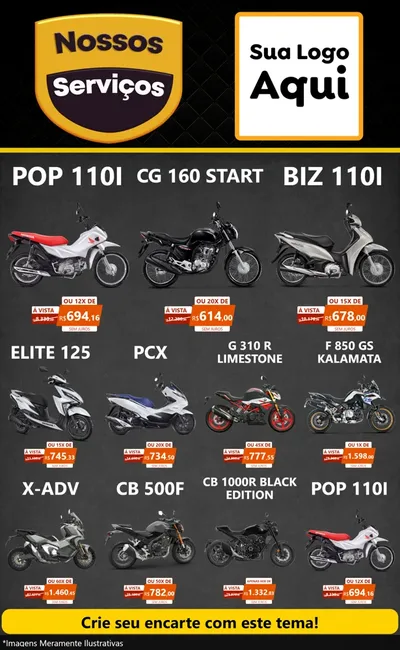 Modelo de Encarte para Encarte Grande com o tema Nossos Serviços para Concessionaria de Motos
