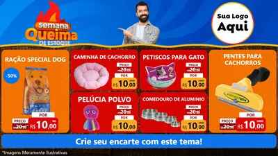 Modelo de TV para TV Horizontal com o tema Semana Queima de Estoque para Pet Shop