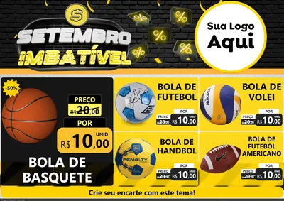 Modelo de Encarte para Encarte A4 Horizontal com o tema Setembro Imbatível para Artigos Esportivos