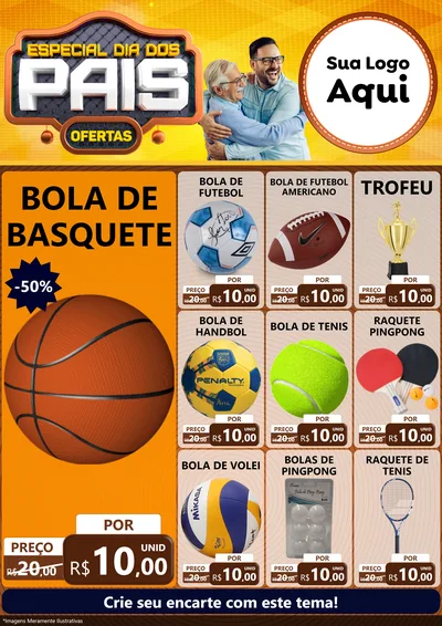Modelo de Encarte para Encarte A4 Vertical com o tema Especial Dia dos Pais para Artigos Esportivos