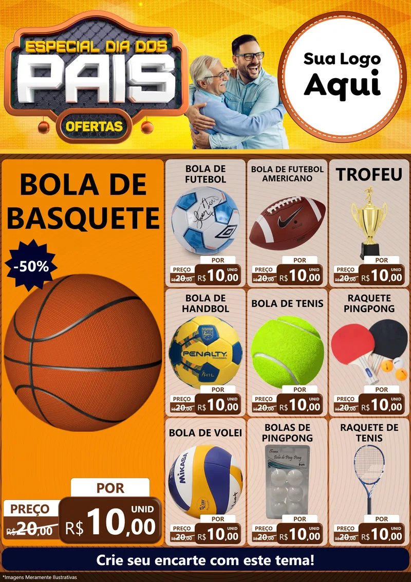 Modelo de Encarte para Encarte A4 Vertical com o tema Especial Dia dos Pais para Artigos Esportivos