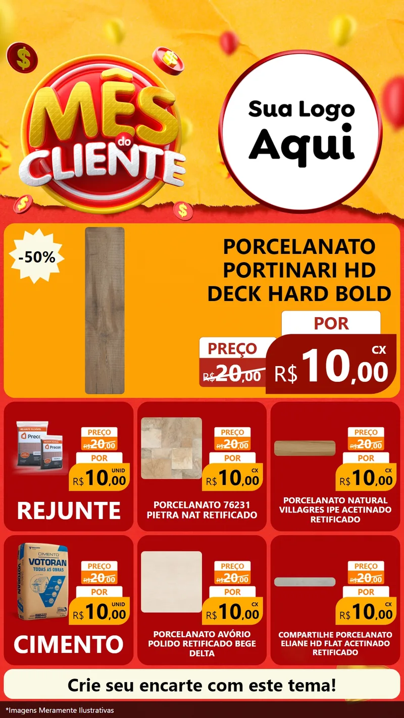 Modelo de Rede Social para Stories com o tema Mês do Cliente para Pisos e revestimentos