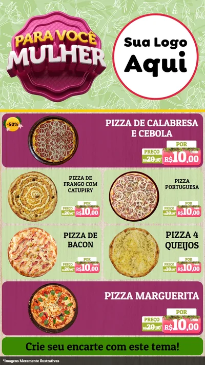 Modelo de TV para TV Vertical com o tema Para Você Mulher para Pizzaria