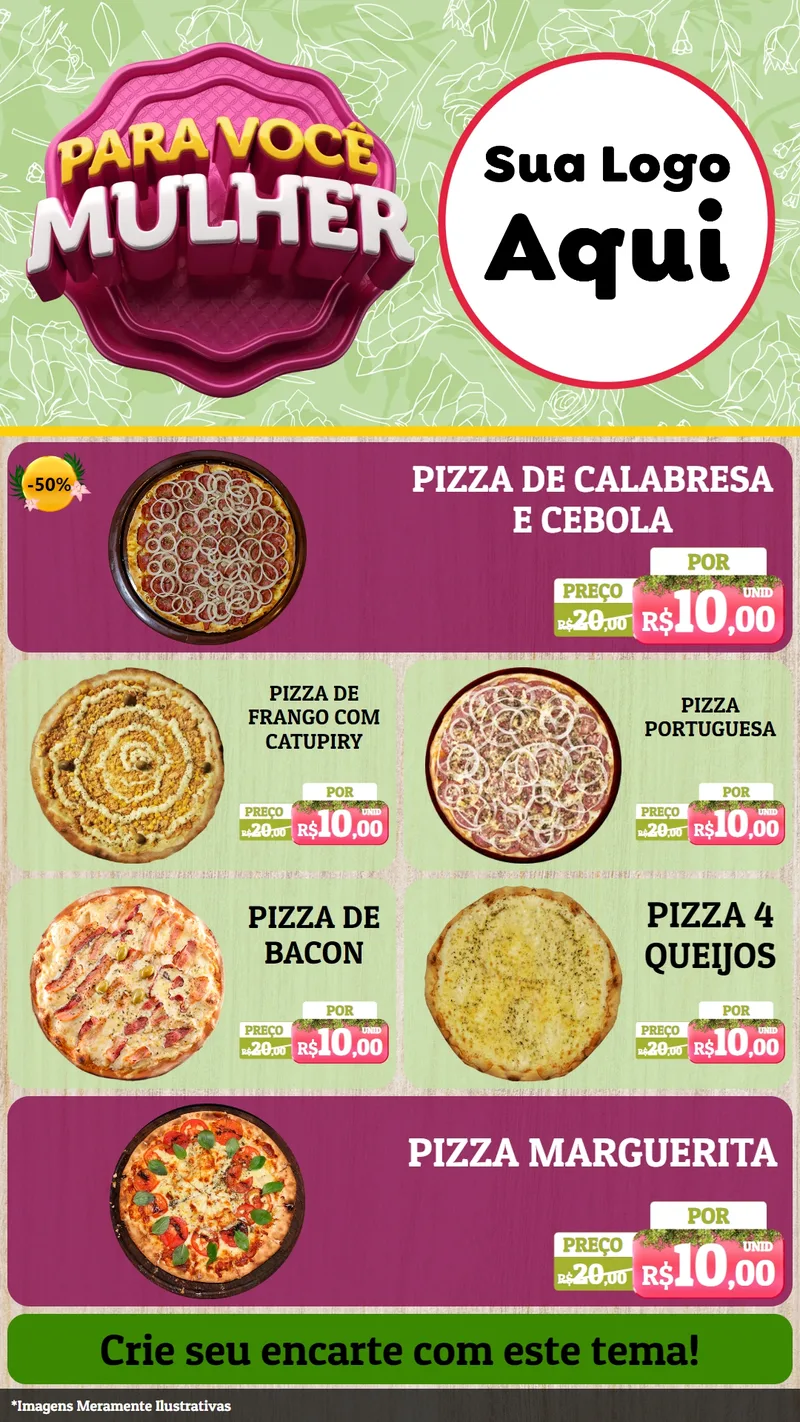 Modelo de TV para TV Vertical com o tema Para Você Mulher para Pizzaria