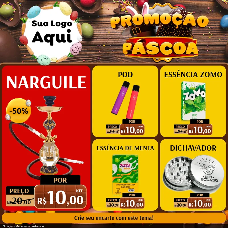 Modelo de Rede Social para Feed Facebook com o tema Promoção Páscoa para Tabacaria
