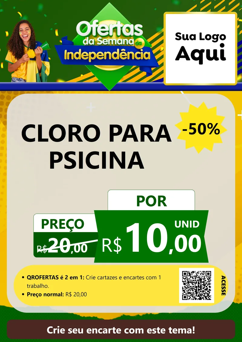 Modelo de Cartaz para Cartaz A4 Vertical com o tema Ofertas da Semana da Independência para Produtos para Piscina