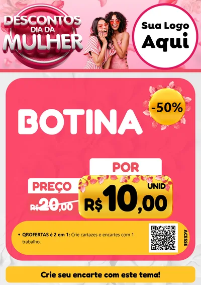 Modelo de Cartaz para Cartaz A4 Vertical com o tema Descontos Dia da Mulher para Agropecuária