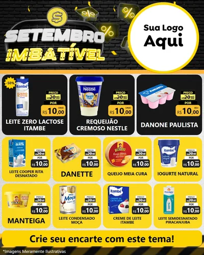 Modelo de Rede Social para Feed Instagram com o tema Setembro Imbatível para Frios e Laticínios