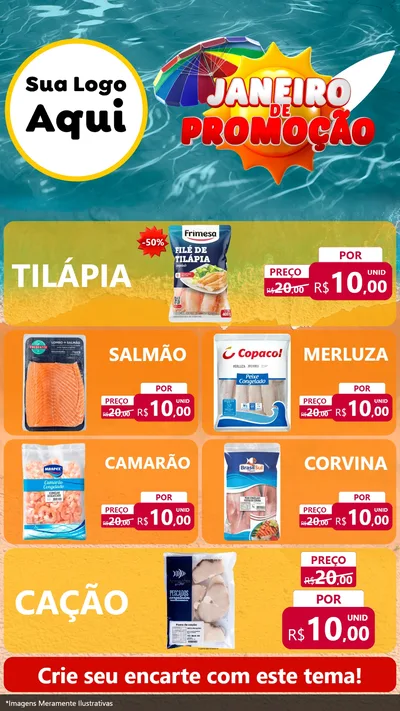 Modelo de TV para TV Vertical com o tema Janeiro de Promoção para Peixaria