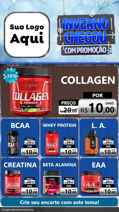 Modelo de Rede Social para Stories com o tema Inverno Chegou Com Promoção para Suplementos alimentares