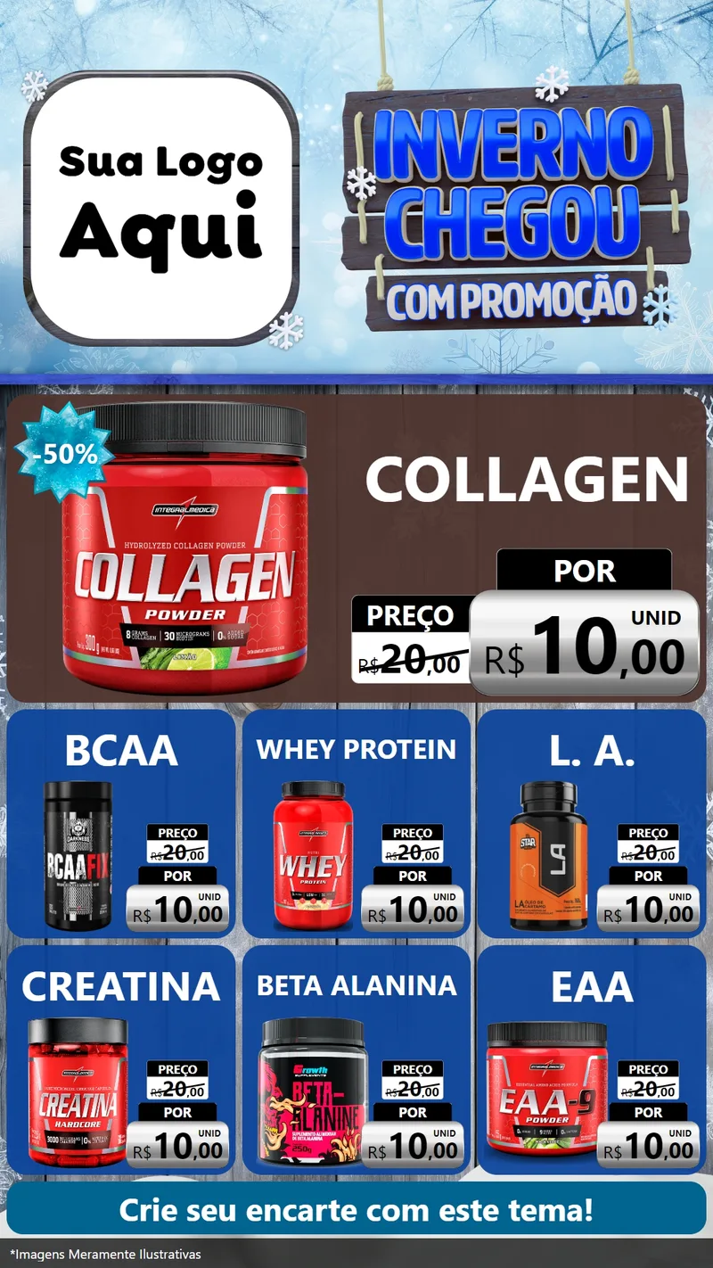 Modelo de Rede Social para Stories com o tema Inverno Chegou Com Promoção para Suplementos alimentares
