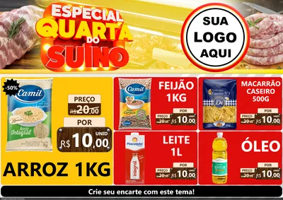 Modelo de Encarte para Encarte A4 Horizontal com o tema Especial Quarta do Suíno