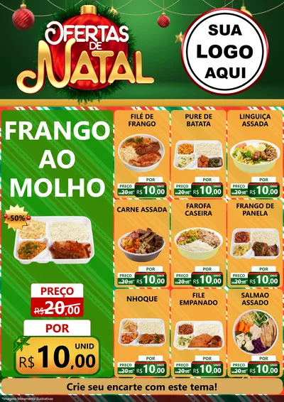 Modelo de Encarte para Encarte A4 Vertical com o tema Ofertas de Natal para Restaurante