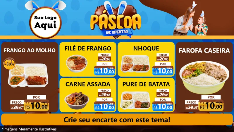 Modelo de TV para TV Horizontal com o tema Páscoa de Ofertas para Restaurante