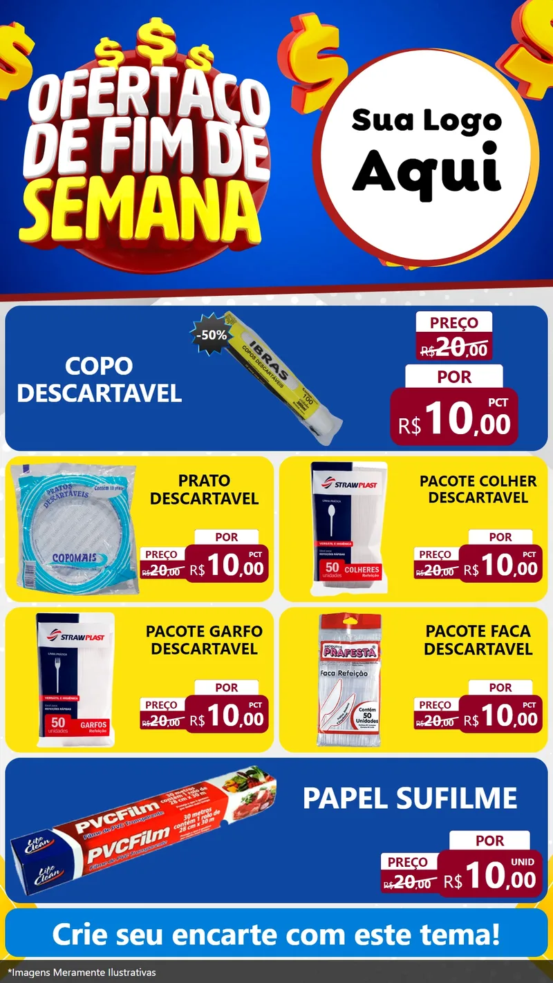 Modelo de TV para TV Vertical com o tema Ofertaço de Fim de Semana para Embalagens