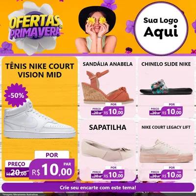 Modelo de Rede Social para Feed Facebook com o tema Ofertas Da Primavera para Calçados
