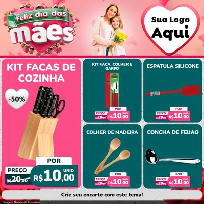 Modelo de Rede Social para Feed Facebook com o tema Feliz Dia das Mães para Utilidades Domésticas
