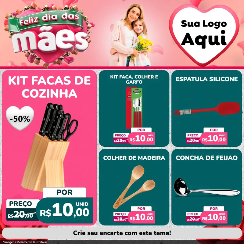 Modelo de Rede Social para Feed Facebook com o tema Feliz Dia das Mães para Utilidades Domésticas