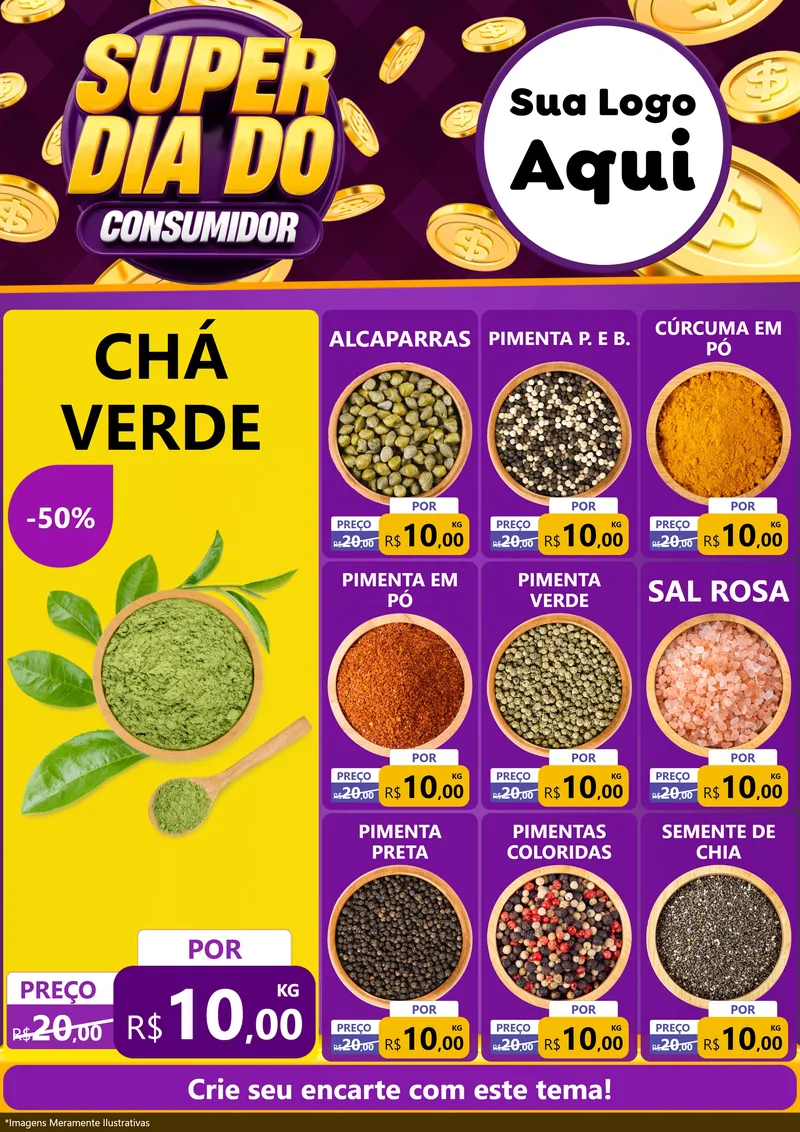 Modelo de Encarte para Encarte A4 Vertical com o tema Super Dia do Consumidor para Produtos Naturais