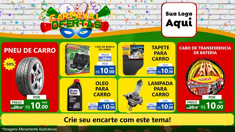 Modelo de TV para TV Horizontal com o tema Carnaval de Ofertas para Auto peças