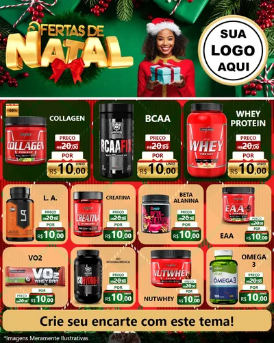 Modelo de Rede Social para Feed Instagram com o tema Ofertas de Natal para Suplementos alimentares