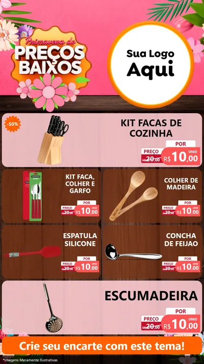 Modelo de TV para TV Vertical com o tema Primavera de Preços Baixos para Utilidades Domésticas
