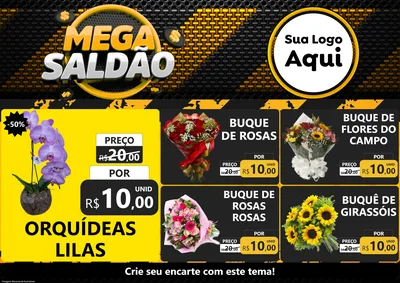 Modelo de Encarte para Encarte A4 Horizontal com o tema Mega Saldão para Floricultura e jardim