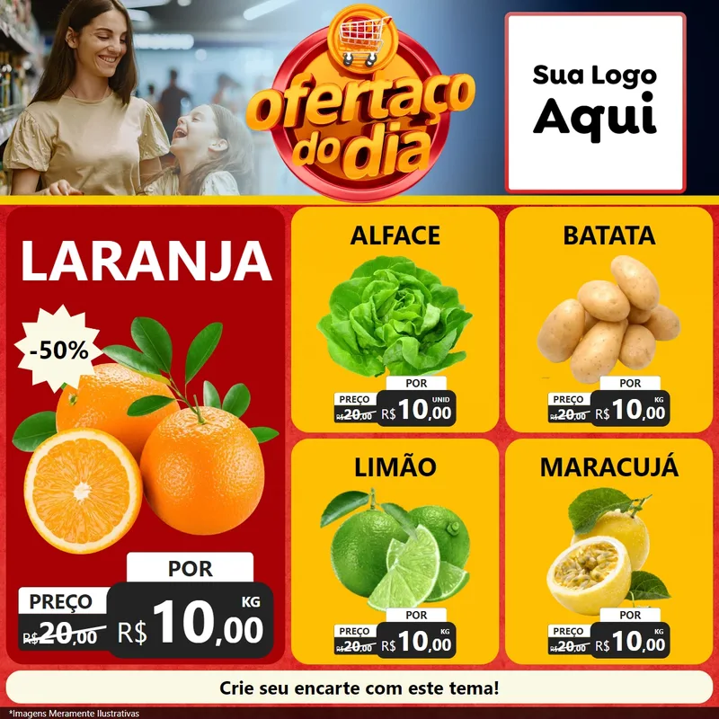 Modelo de Rede Social para Feed Facebook com o tema Ofertaço Do Dia para Hortifrúti
