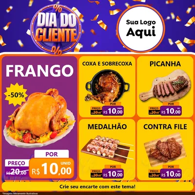 Modelo de Rede Social para Feed Facebook com o tema Dia do Cliente para Assados