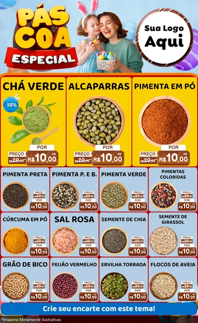 Modelo de Encarte para Encarte Grande com o tema Páscoa Especial para Produtos Naturais