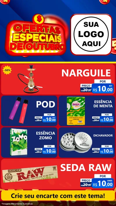 Modelo de TV para TV Vertical com o tema Ofertas Especiais de Outubro para Tabacaria