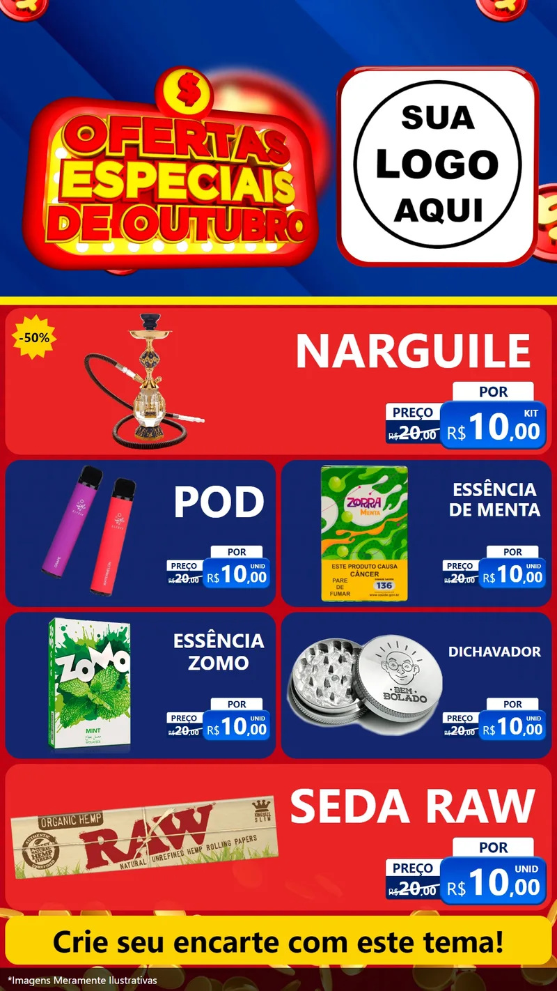 Modelo de TV para TV Vertical com o tema Ofertas Especiais de Outubro para Tabacaria