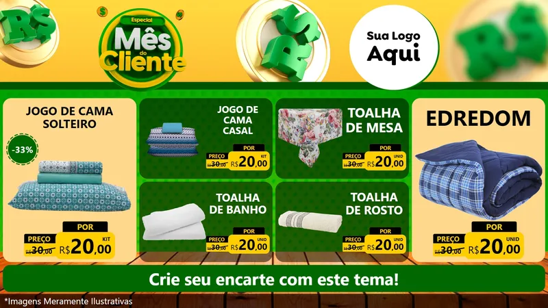 Modelo de TV para TV Horizontal com o tema Especial Mês do Cliente para Cama, Mesa e Banho