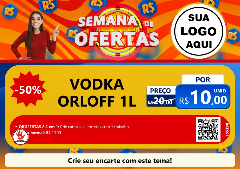 Modelo de Cartaz para Cartaz A4 Horizontal com o tema Semana de Ofertas para Distribuidora de bebidas