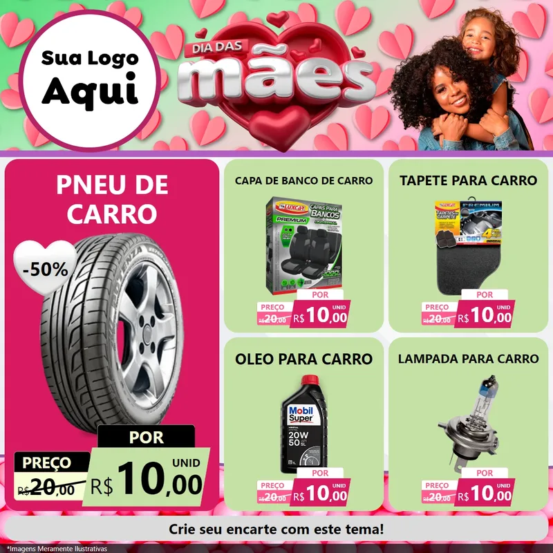 Modelo de Rede Social para Feed Facebook com o tema Dia das Mães para Auto peças