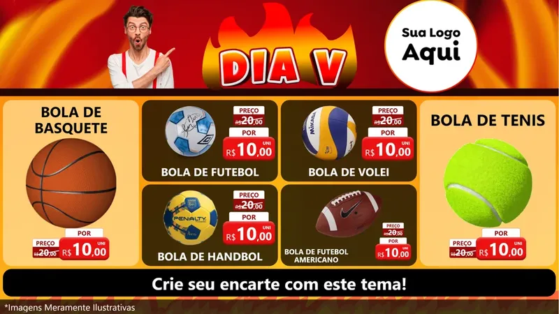Modelo de TV para TV Horizontal com o tema Dia V para Artigos Esportivos