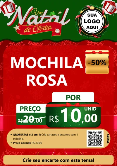 Modelo de Cartaz para Cartaz A4 Vertical com o tema Um Natal de Ofertas para Papelaria