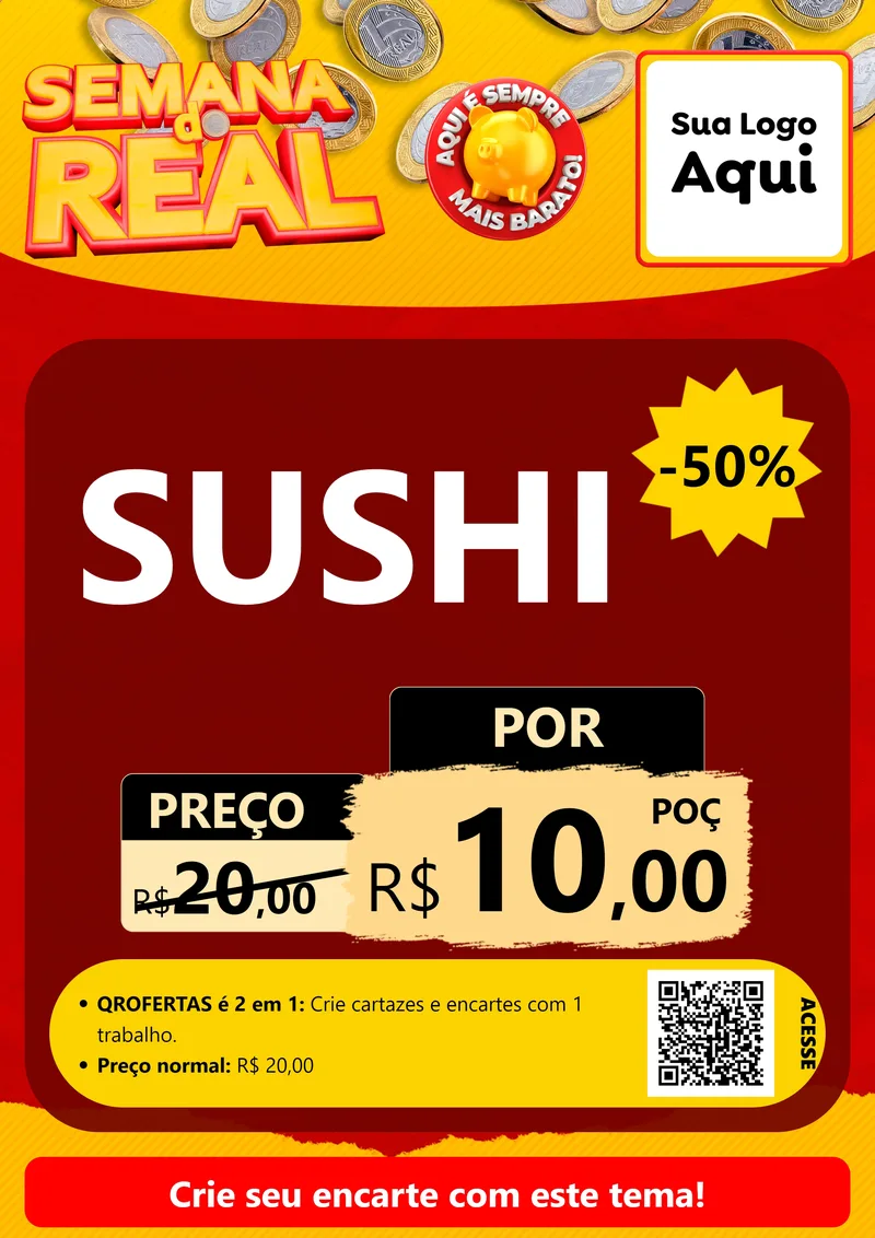 Modelo de Cartaz para Cartaz A4 Vertical com o tema Semana do Real para Comida japonesa